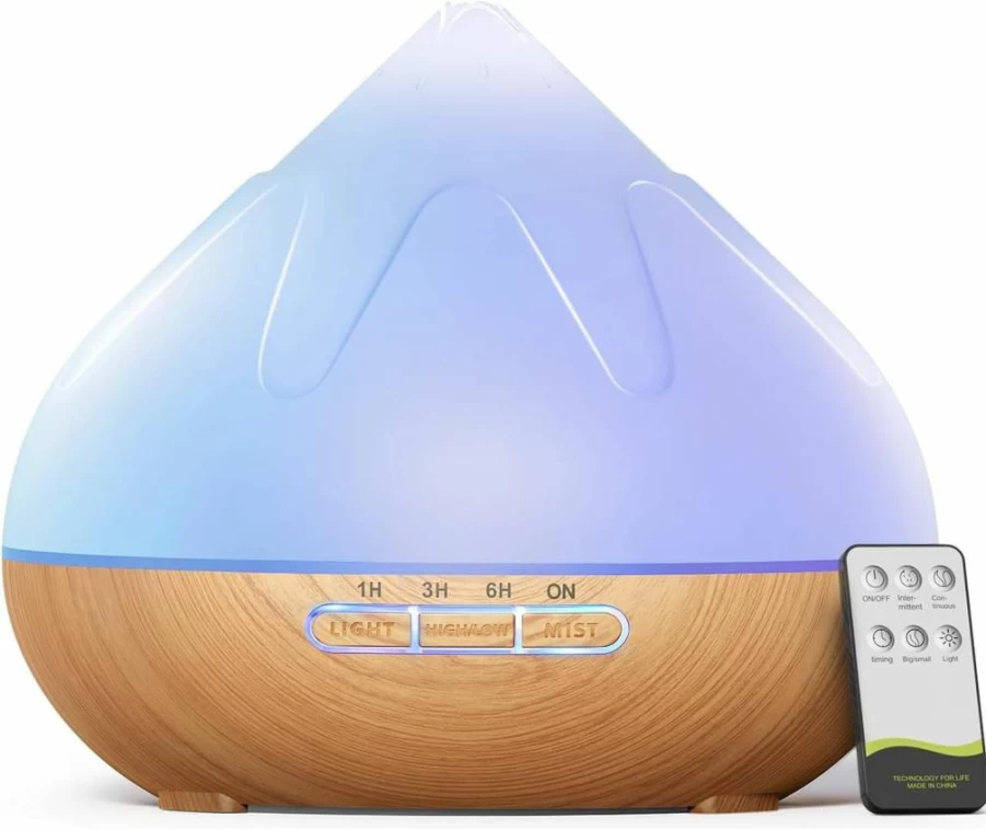 Dynooper 500ml Aroma Essential Oil Diffuser with Remote, 14-Color LED Lights, 4 Timer Settings, Auto Shut-Off, Humidifier for Large Rooms