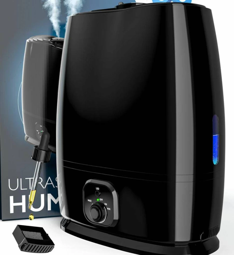Everlasting Comfort 6L Cool Mist Humidifier for Large Rooms - Quiet, Filter-Free, 50-Hour Runtime, Easy to Clean, Ideal for Bedroom, Plants, Allergies, Dry Skin, and Congestion Relief
