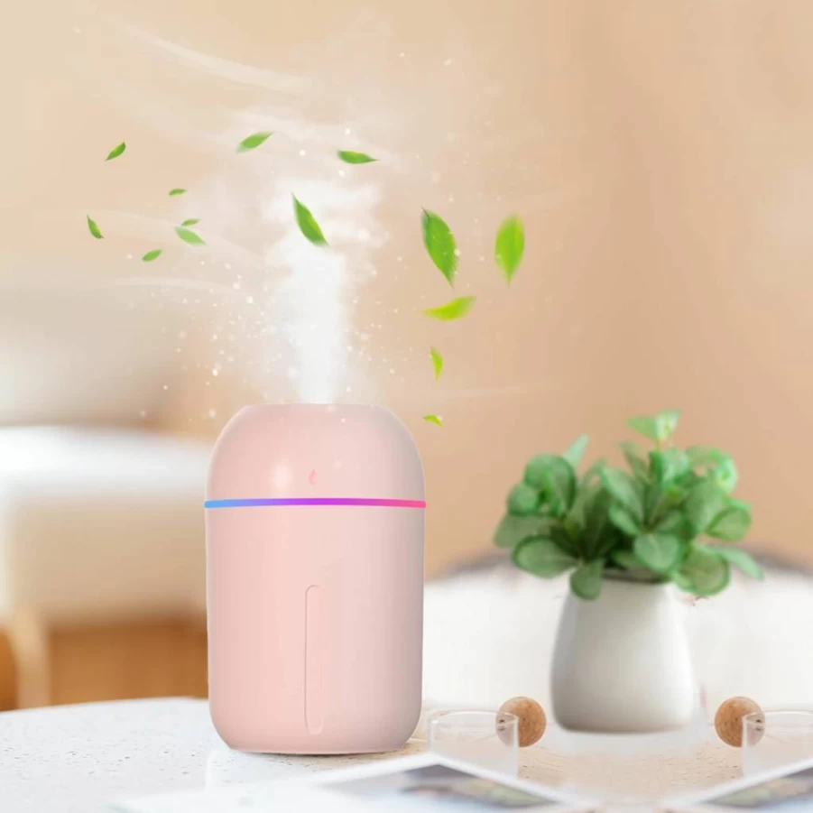 Kiusiy 330ML Portable Humidifier - USB Personal Humidifier for Plants, Bedroom, Office, Car & Travel with Auto Shut-Off, Mini Desk Humidifier