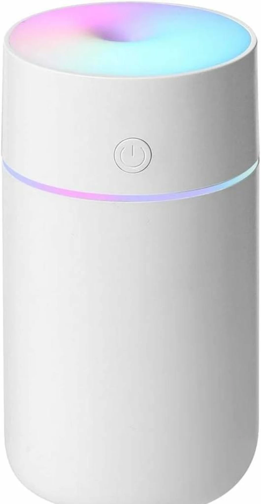 Honjince Portable Humidifier with 7 Color Changing LED Lights for Bedroom, Office, and Car - Ultrasonic Cool Mist for Dry Skin, Better Sleep, and Relaxation (White)
