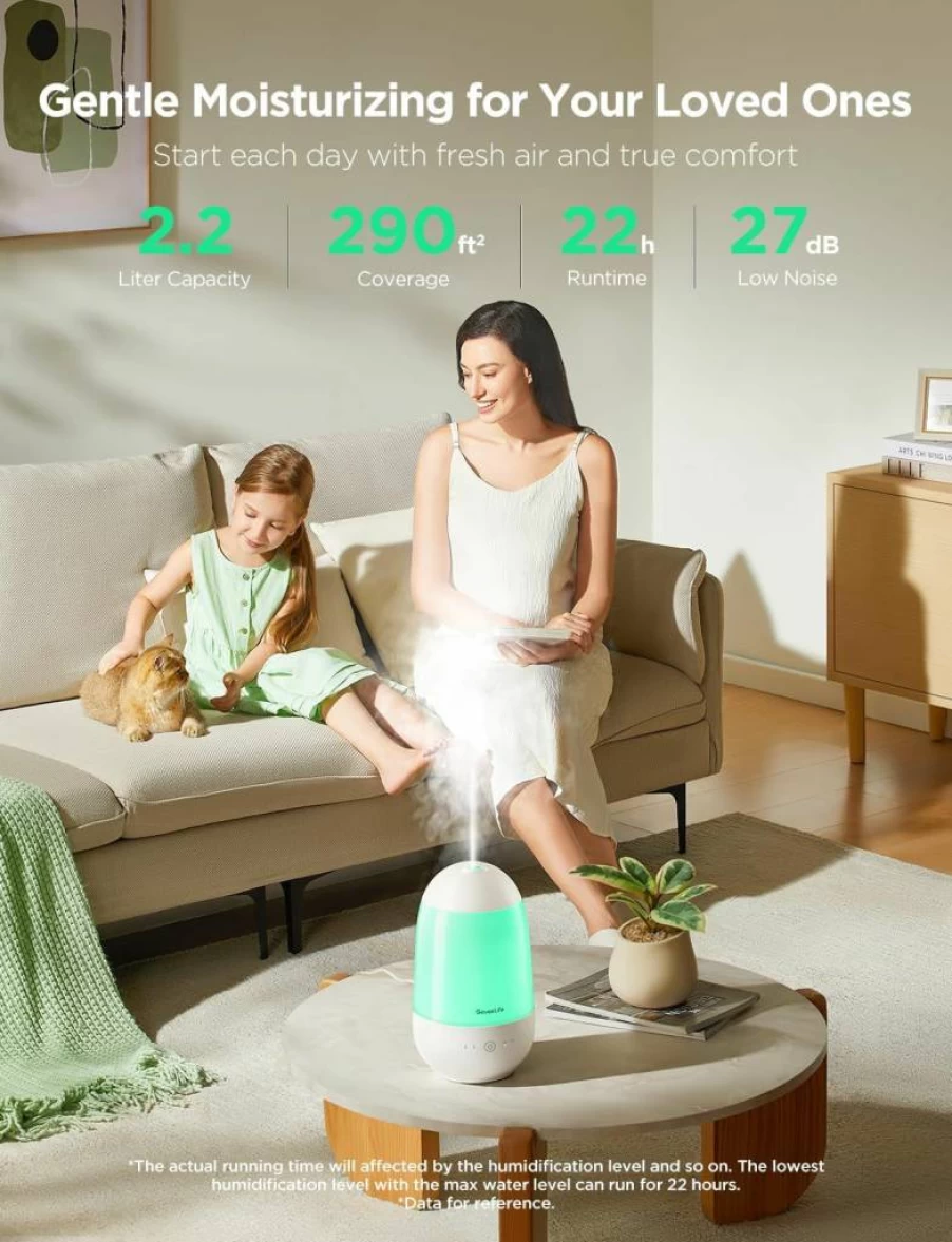 GoveeLife Smart Humidifier with Cool Mist, App & Voice Control, Essential Oil Diffuser, Night Light, Easy Top Fill for Bedroom, Baby Nursery, and Plants