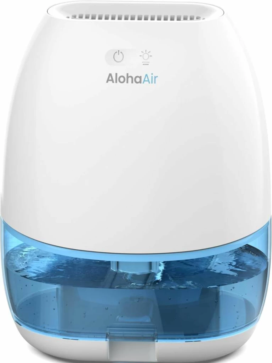 AlohaAir 34 Oz Portable Dehumidifier for Home, Bedroom, Bathroom, RV, Closet - Quiet Operation, Auto Shut Off, 7-Color Night Light