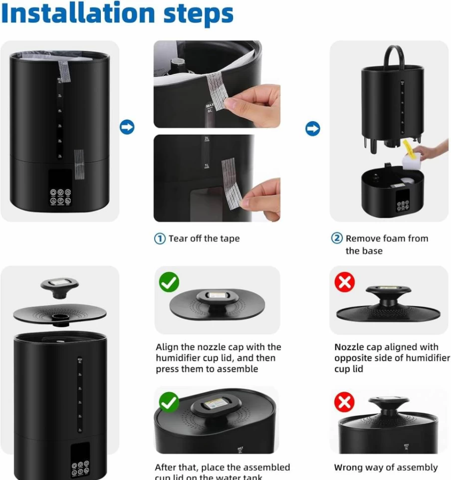 Coolfiqu 6L Humidifiers for Large Room & Bedroom, Top Fill Cool Warm Mist Humidifier with Essential Oil Diffuser, 360° Nozzle, Adjustable Quiet Operation, Black
