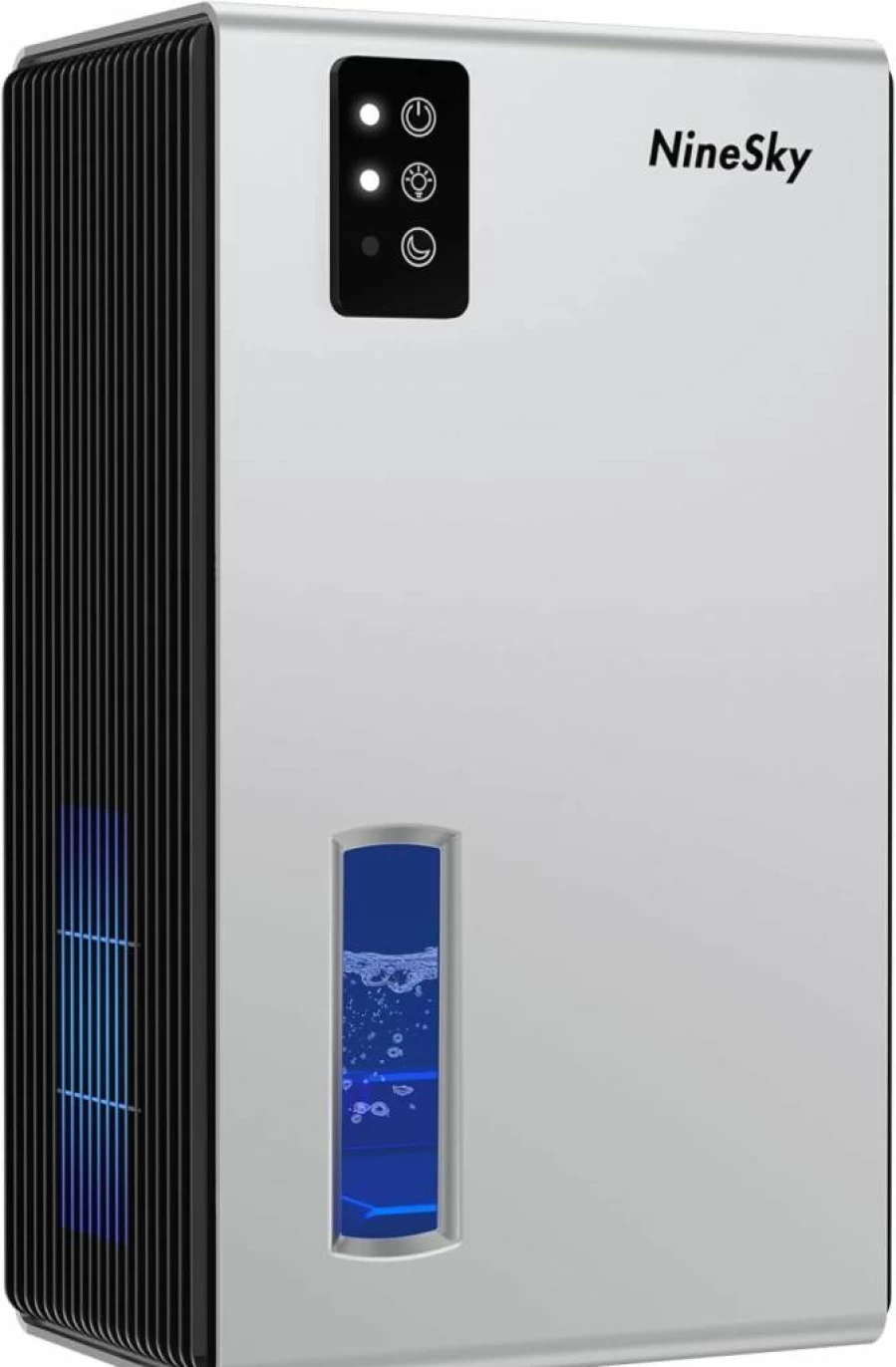 NineSky 95 Oz Dehumidifier for Home, Auto Shut Off, 7 Color LED Lights, Covers 1000 Sq.Ft, Ideal for Bathroom, Bedroom, Basement (Gray)