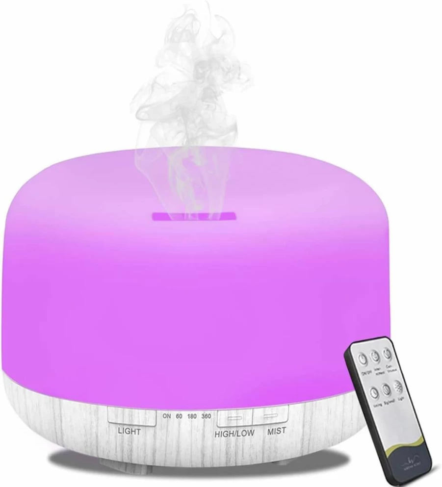 MOVOYEE 500ml Ultrasonic Cool Mist Humidifier with Essential Oil Diffuser, Portable Aromatherapy Humidifier for Bedroom, Office, Nursery, and Plants, Remote Control & Night Light, Quiet Operation