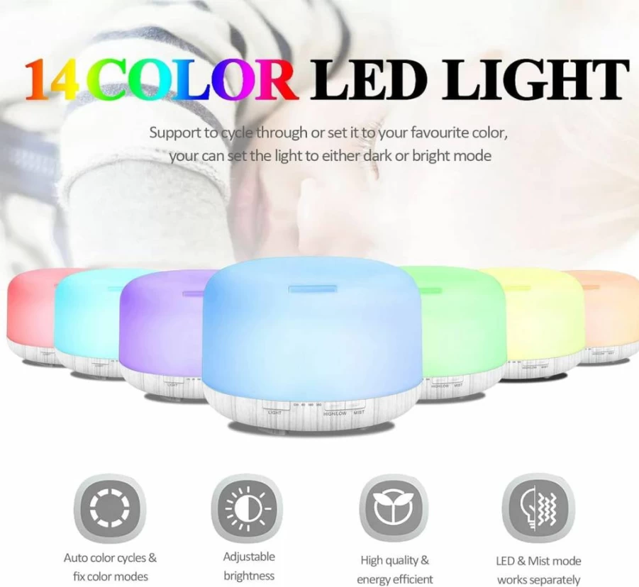 MOVOYEE 500ml Ultrasonic Cool Mist Humidifier with Essential Oil Diffuser, Portable Aromatherapy Humidifier for Bedroom, Office, Nursery, and Plants, Remote Control & Night Light, Quiet Operation