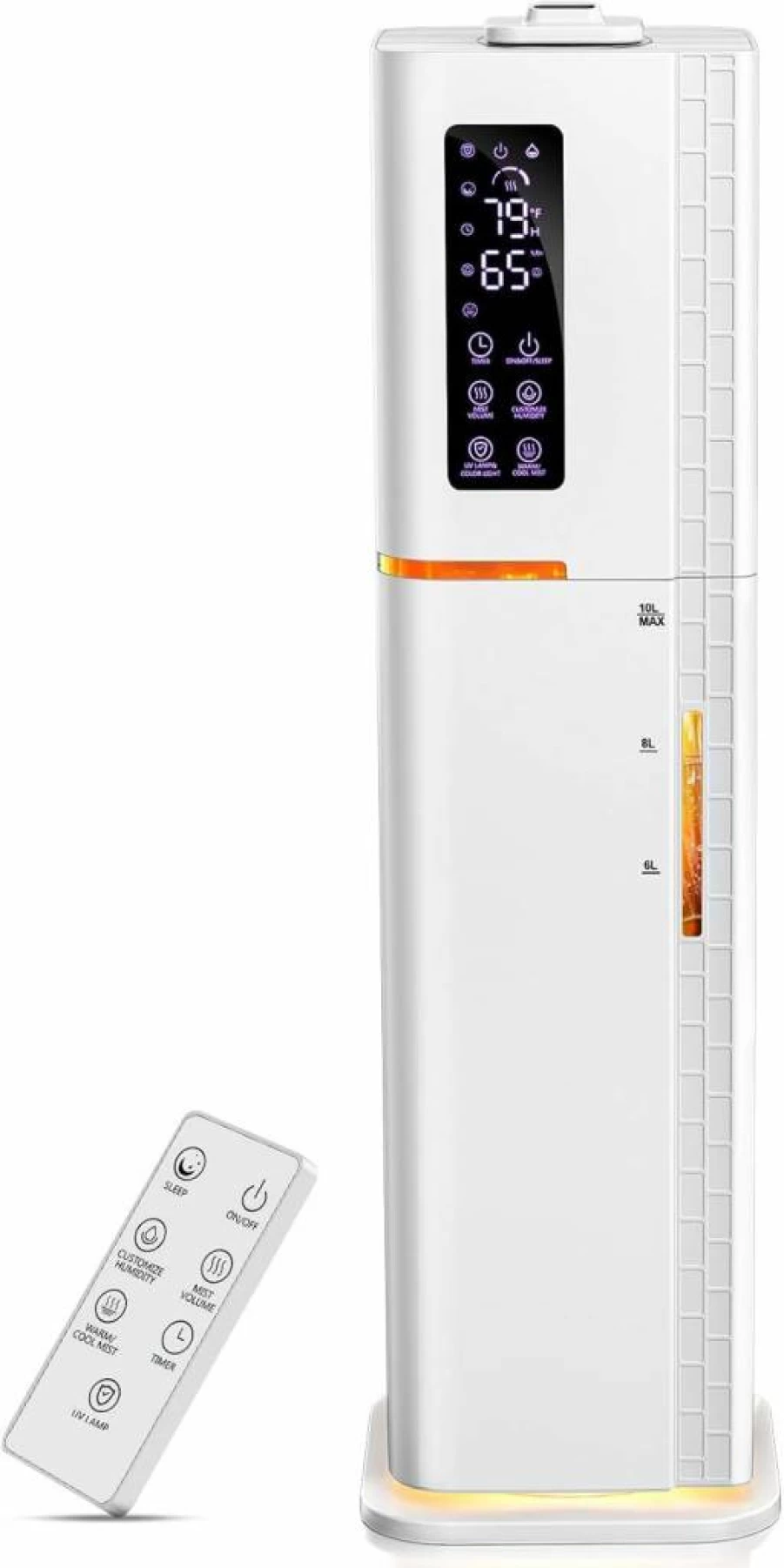 Let'me 2.64Gal Top Fill Humidifier for Large Bedroom & Office, 500ft² Warm/Cool Mist, 3 Speed Settings, 24H Timer, Ultra Quiet 35dB, Ambient Light, White