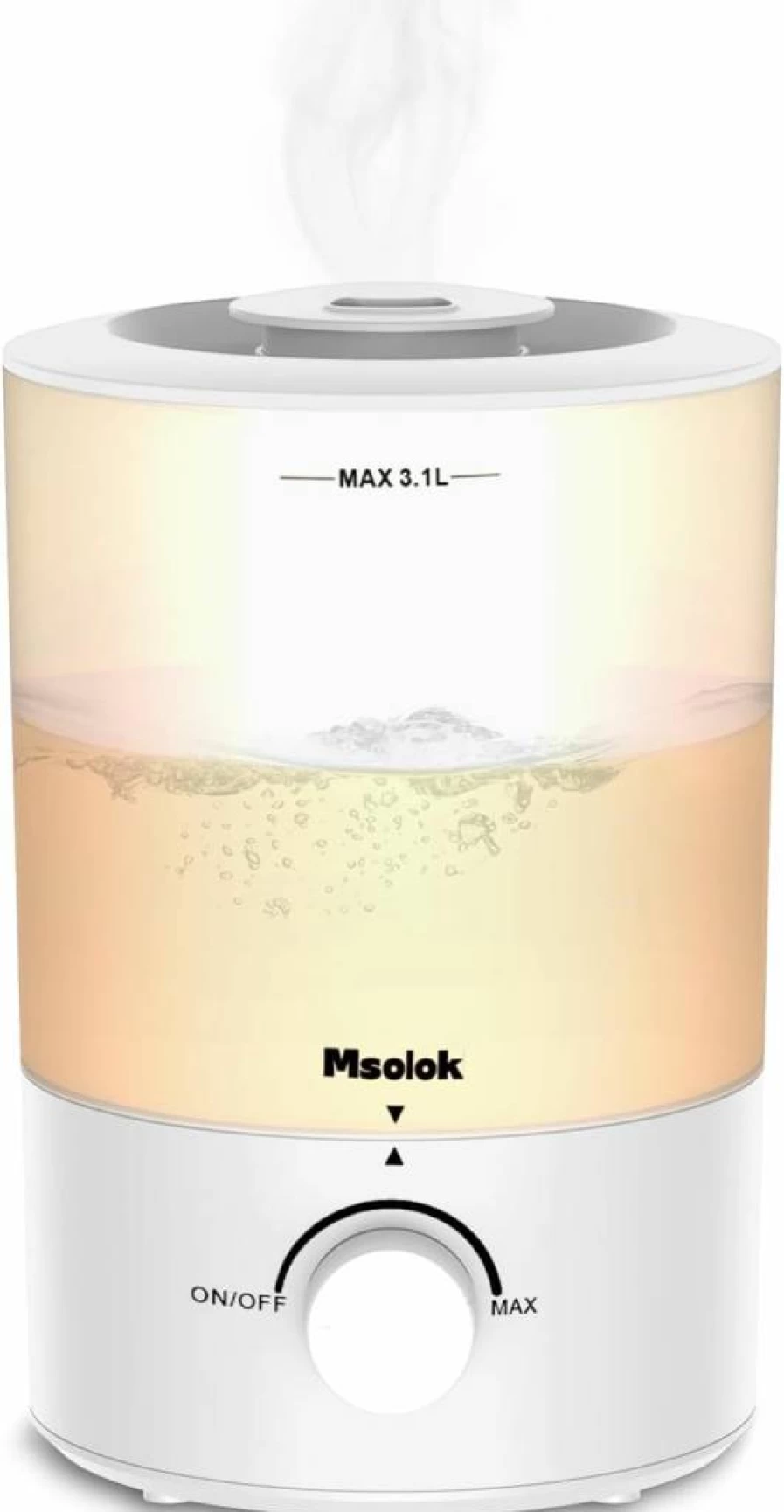 Msolok 3.1L Cool Mist Humidifier for Bedroom, Home & Nursery - Ultrasonic Top Fill Air Diffuser with 360° Nozzle, 25W Quiet Operation for Baby, Plants & Large Rooms