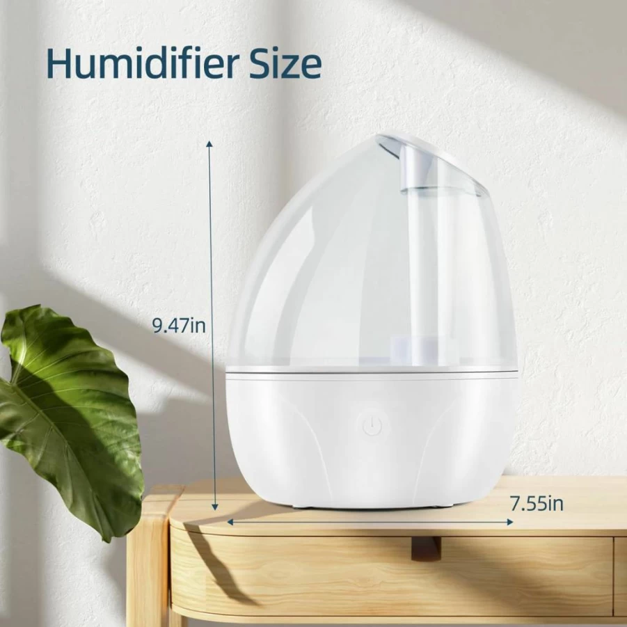 Yupinjiwaer 2L Cool Mist Humidifier for Bedroom, Nursery & Small Rooms - Ultra Quiet, Auto Shut-Off, Energy Efficient (Blue)