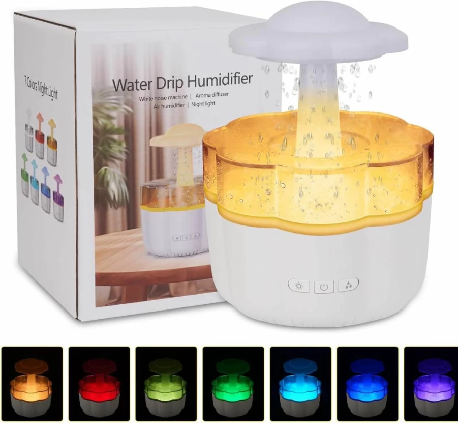 Toborher White Noise Humidifier with Rain Sounds - Quiet Bedroom Diffuser for Better Sleep & Relaxation