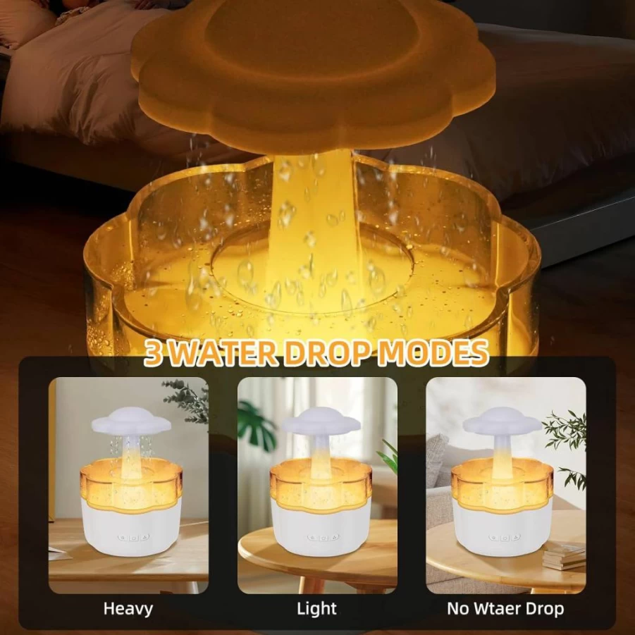Toborher White Noise Humidifier with Rain Sounds - Quiet Bedroom Diffuser for Better Sleep & Relaxation