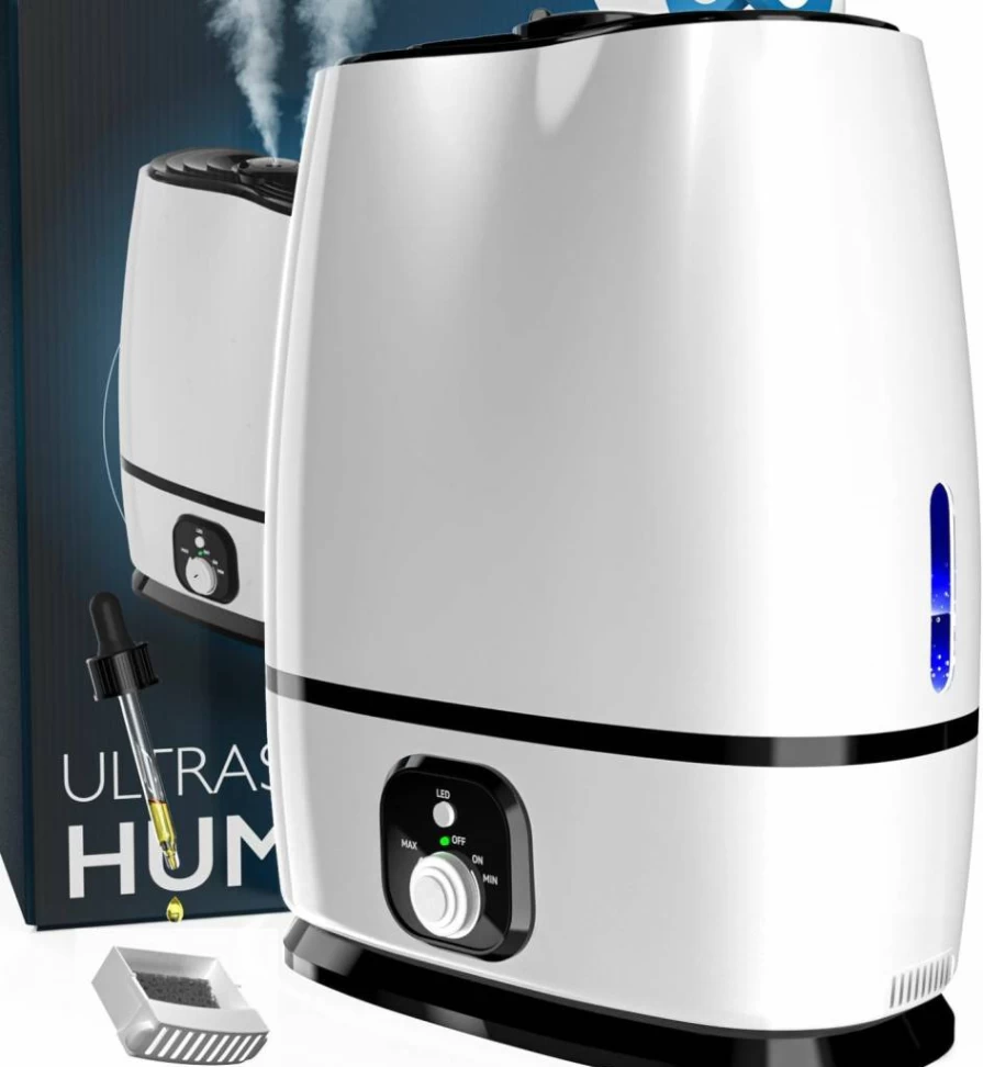 Everlasting Comfort 6L Cool Mist Humidifier for Large Rooms - Quiet, No Filter, 50-Hour Runtime, Easy Clean for Bedroom, Plants, Allergies, Dry Skin, and Congestion Relief