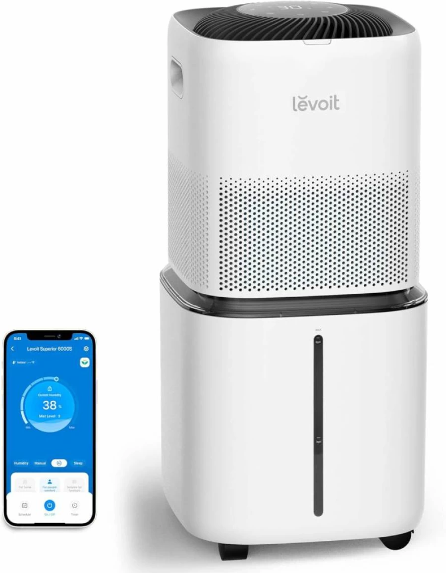 LEVOIT 6000S Smart Humidifier for Large Homes Up to 3000 Sq Ft, 6 Gallon 72-Hour Runtime, WiFi Enabled with Premium Filter, Dry Mode, Wheels & Hose Included, Ultra Quiet Sleep Mode
