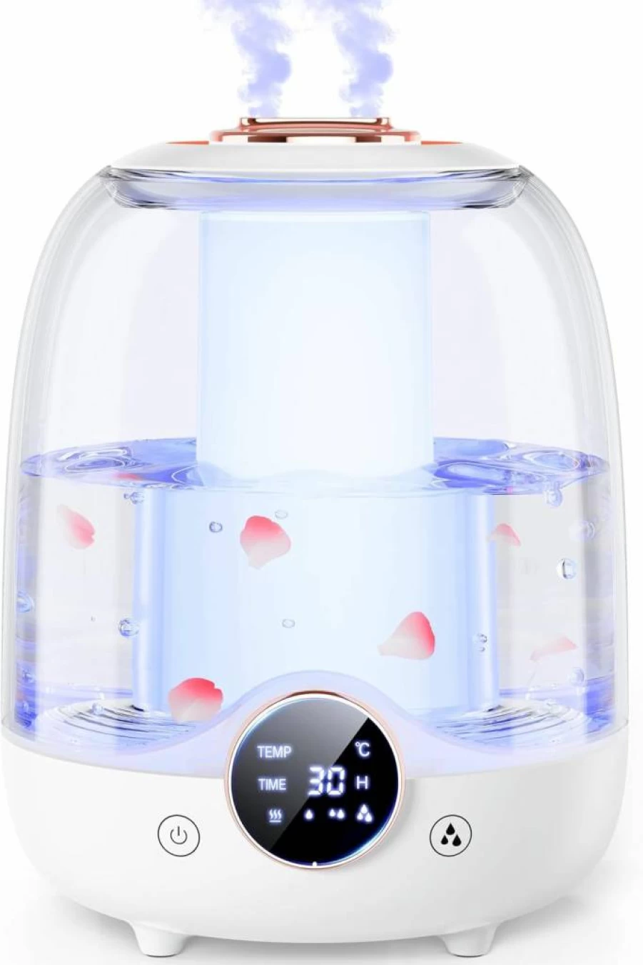 MRWALK Humidifiers for Bedroom, 3L Cool Mist Humidifier with 10 Filters, Ultra Quiet (20dB), Dual Nozzles, LED Display, Smart Timer & Auto Shut-Off, Ideal for Baby Nursery and Large Rooms (White)