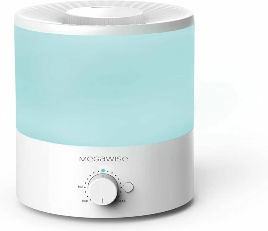 MEGAWISE 1.5L Ultrasonic Cool Mist Humidifier & Essential Oil Diffuser - Adjustable Mist, 25dB Quiet, 10-Hour Runtime, Easy Clean for Bedroom, Office, Plants