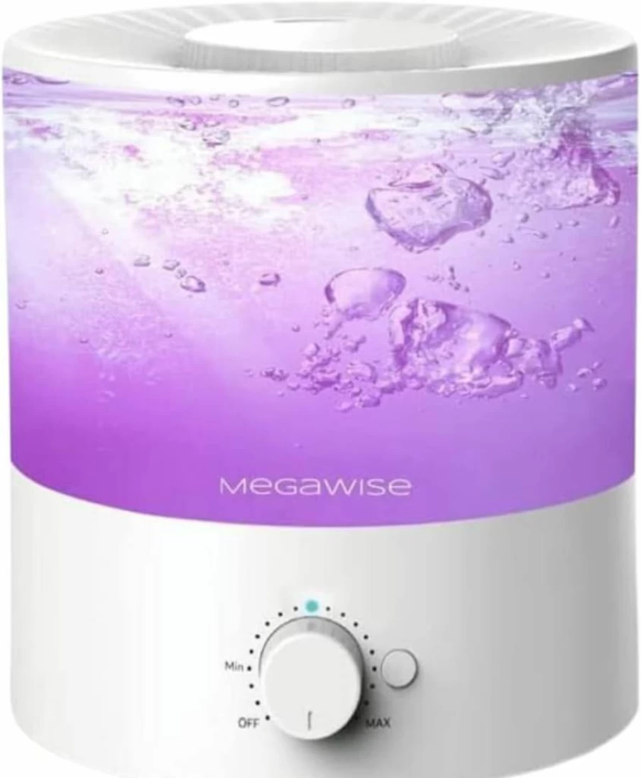 MEGAWISE 2L Ultrasonic Humidifier with Cool Mist, Night Light, Essential Oil Diffuser, Auto Shut Off - Quiet for Bedroom, Baby, Plants