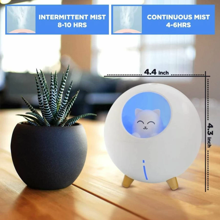 Nanoflake Mini Humidifier for Bedroom - Ultrasonic Cool Mist USB Humidifier with 7-Color Lights, 2 Mist Modes, Auto Shutoff, Ultra Quiet for Kids, Baby, Nursery, Office, 220ml White
