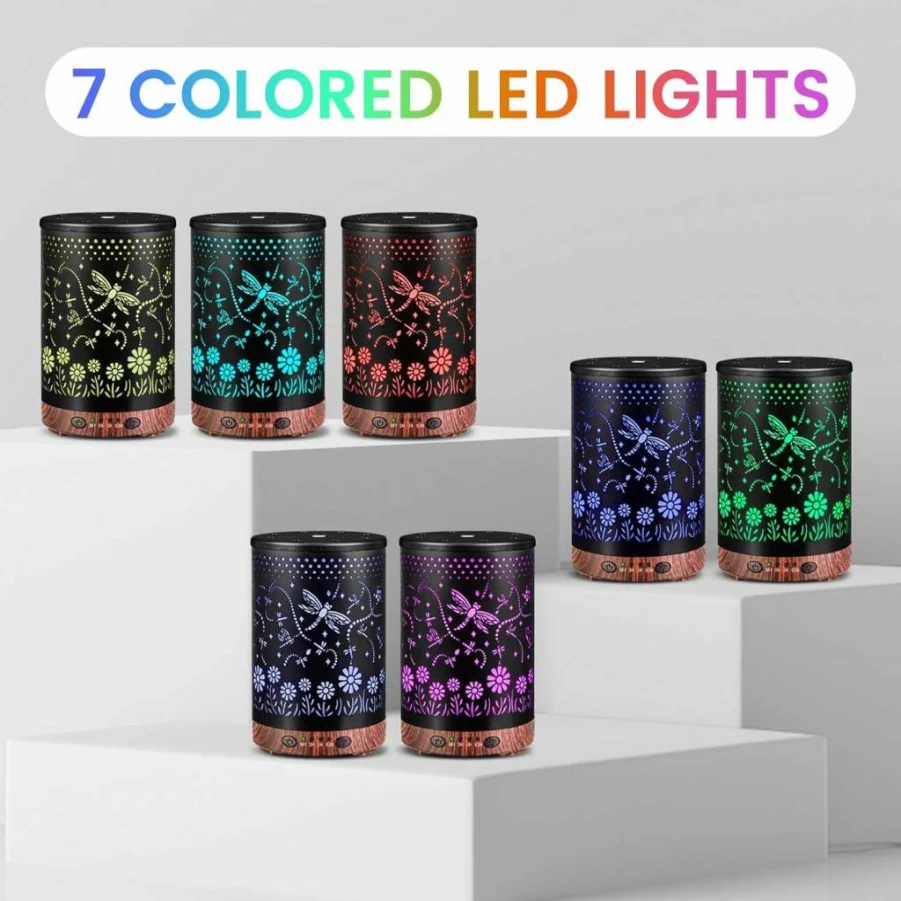 JOYOLO 120ml Essential Oil Diffuser - Metal Aromatherapy Cool Mist Humidifier with Auto Shut-Off, 7 Color LED Lights for Home, Office, Spa (Bird Design)