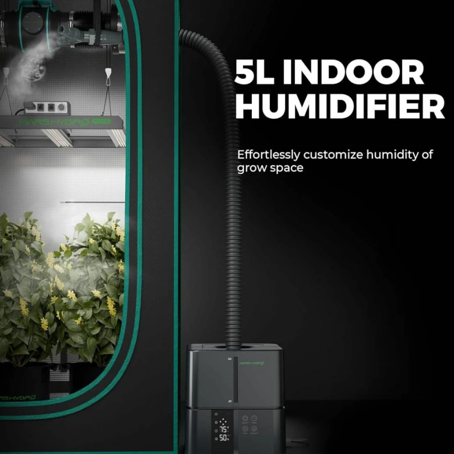 MARS HYDRO 5L Ultrasonic Plant Humidifier with Adjustable Humidity, Timer, Silent Operation for Grow Tents, Indoor Plants, Greenhouse, and Bedroom