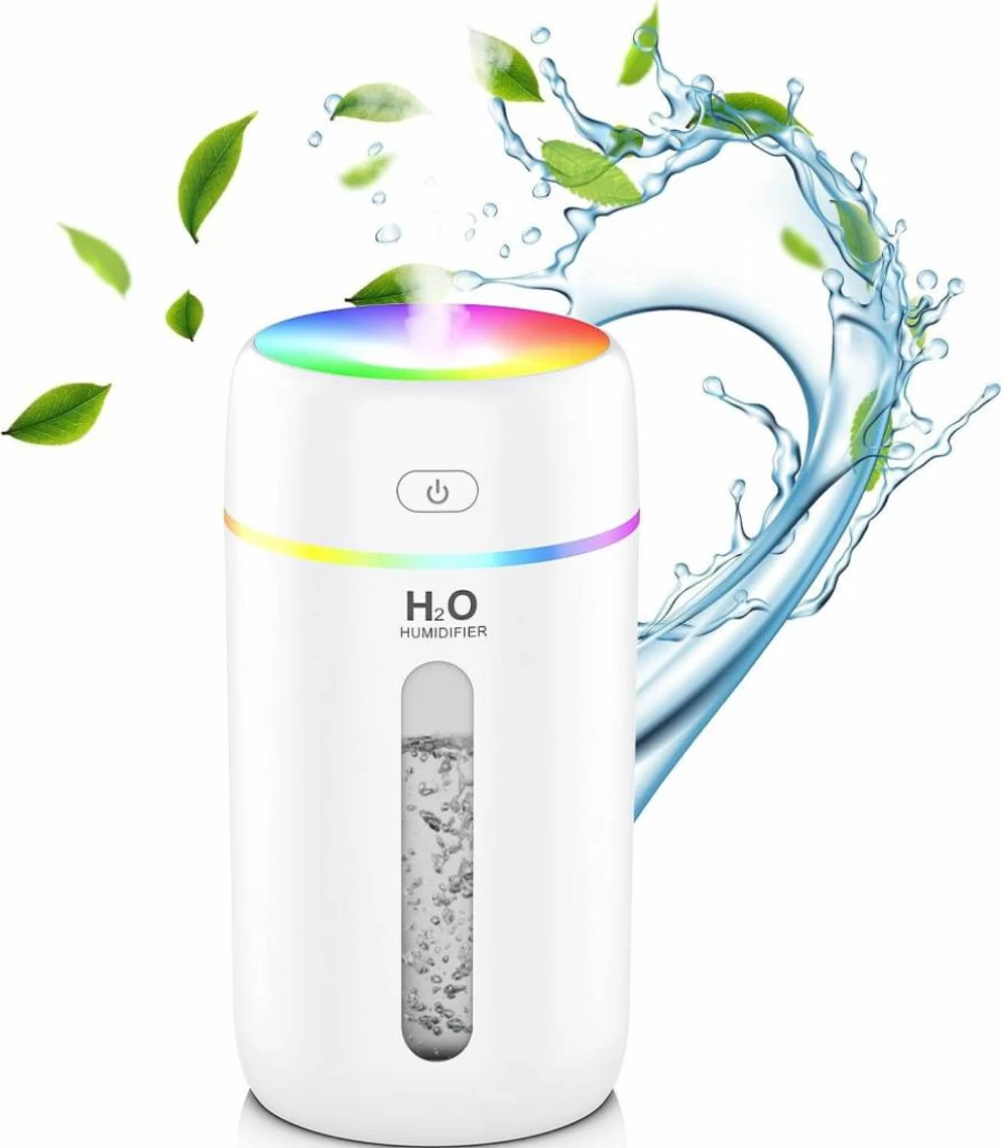 ZPP Portable Mini Humidifier with 7-Color LED Night Light, Auto Shut-Off for Car, Home, Office, and Travel