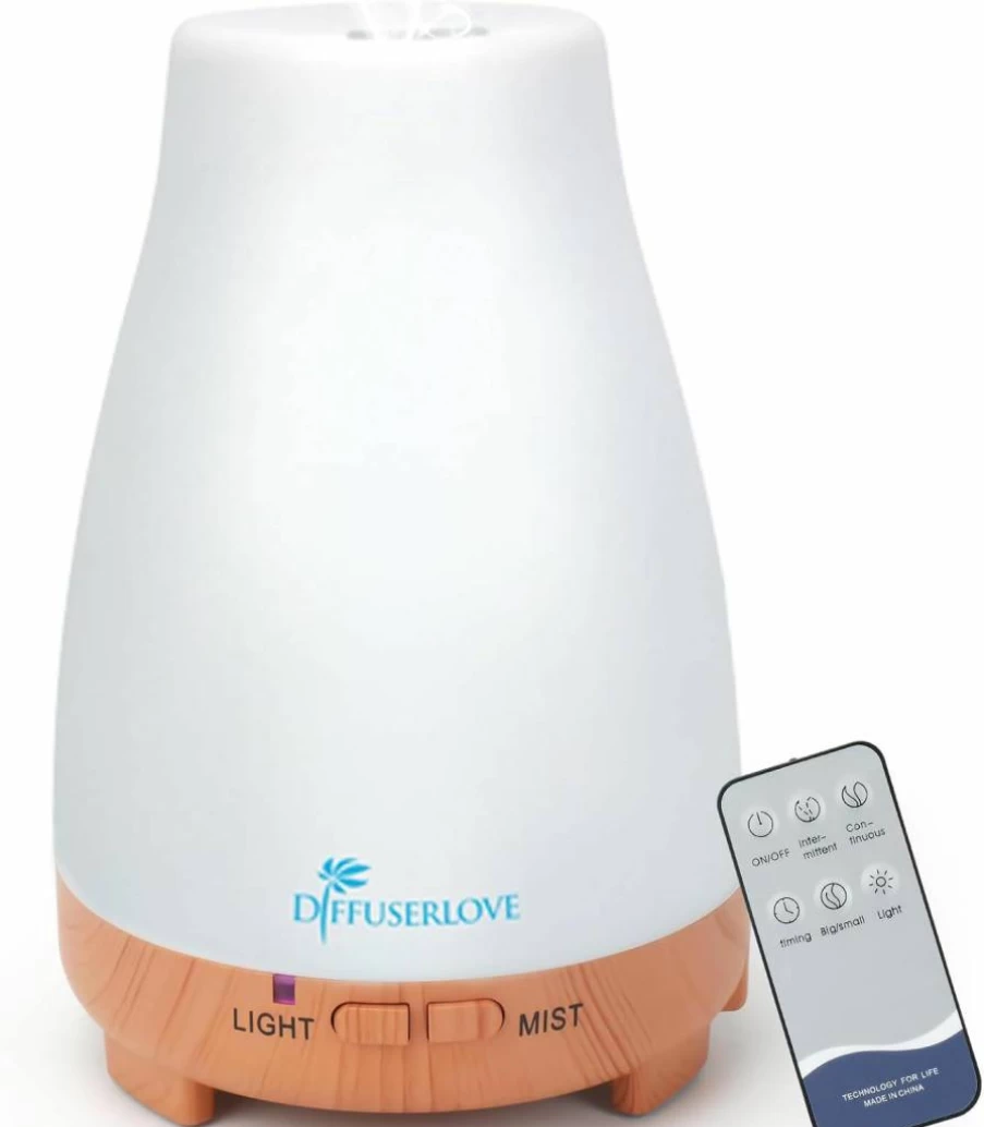 Diffuserlove 200ml Ultrasonic Essential Oil Diffuser with Remote, 7 Color LED Lights, Auto Shut-Off, BPA-Free for Aromatherapy in Home, Office, Bedroom
