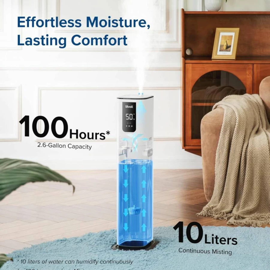 LEVOIT LV600S 6L Smart Humidifier for Large Rooms, Warm & Cool Mist with App & Voice Control, Quiet Sleep Mode, Easy Top Fill, Covers 753 Sq Ft