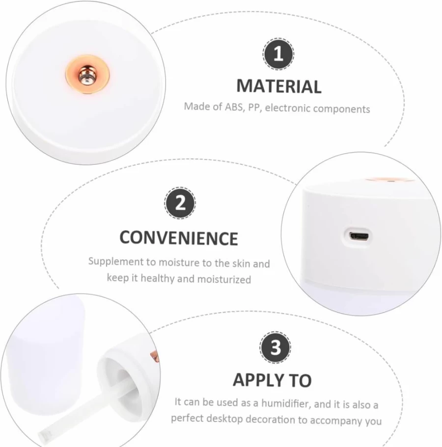 MUCKLILY Portable USB Humidifier for Home, Car, Office & Travel - Compact Aroma Diffuser with Mist Function, Elegant Design for Yoga Rooms & Desktop Use