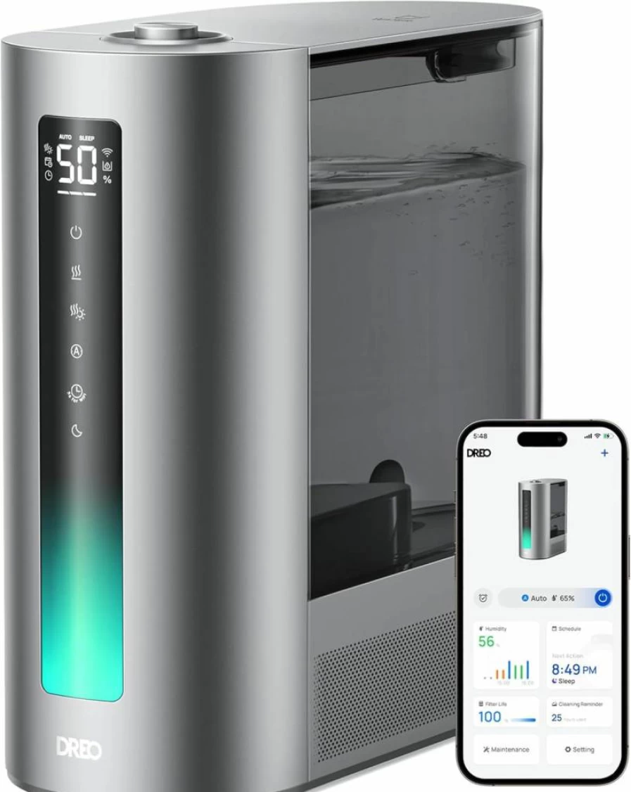 Dreo 6L Smart Humidifier for Large Room with Warm & Cool Mist, 60-Hour Runtime, Humidity Sensor, Auto Mode, Quiet Operation for Baby & Plants, Works with Google/Alexa, Purple