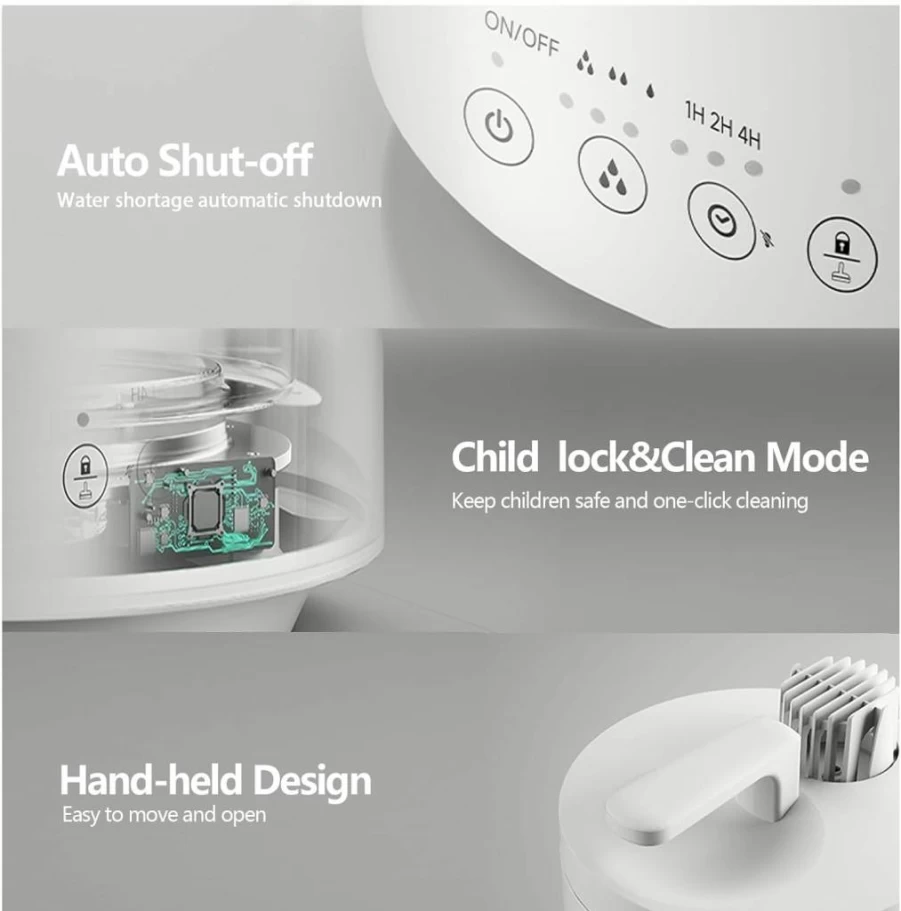 YUMO 3L Warm Mist Humidifier for Bedroom & Nursery, Filter-Free Top Fill with Child Lock, Auto Shut-Off, Easy to Clean, Quiet Baby Humidifier