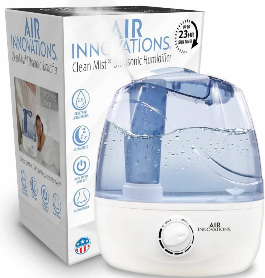 Air Innovations AI-103 Ultrasonic Humidifier - 2.5L Large Tank, 23-Hour Runtime, Ultra Quiet, Auto Shut-Off, Bedroom Essential