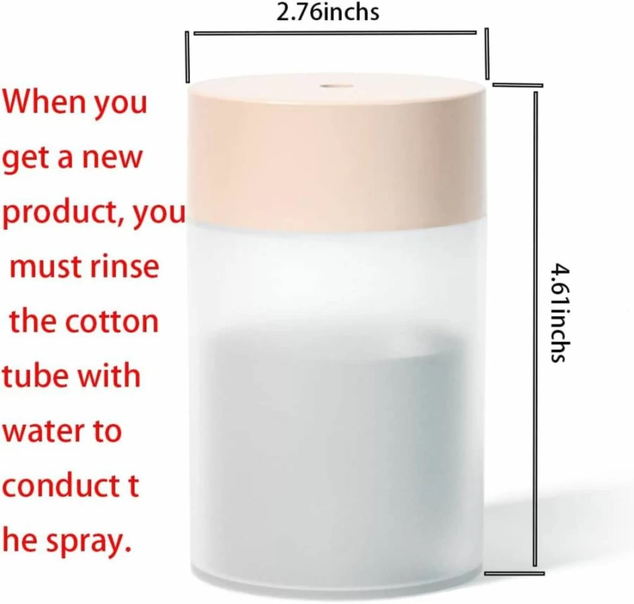 HOTFFISH Mini Humidifier - Portable USB Air Humidifier for Home, Office, Car with 7-Color LED, Perfect for Bedroom, Study, Baby Room & Facial Moisturizing (Black)