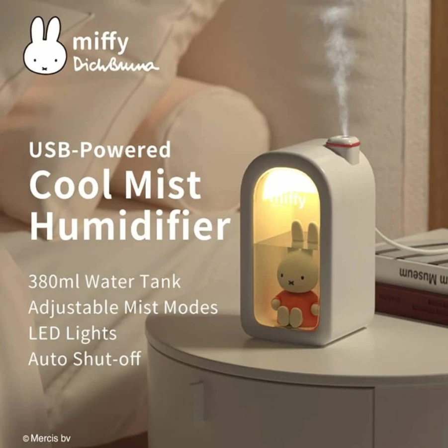 MIPOW Ultrasonic Cool Mist Humidifier with Night Light - 380ml Quiet Mini Humidifier for Bedroom, Nursery, Office, Travel | Miffy Collaboration