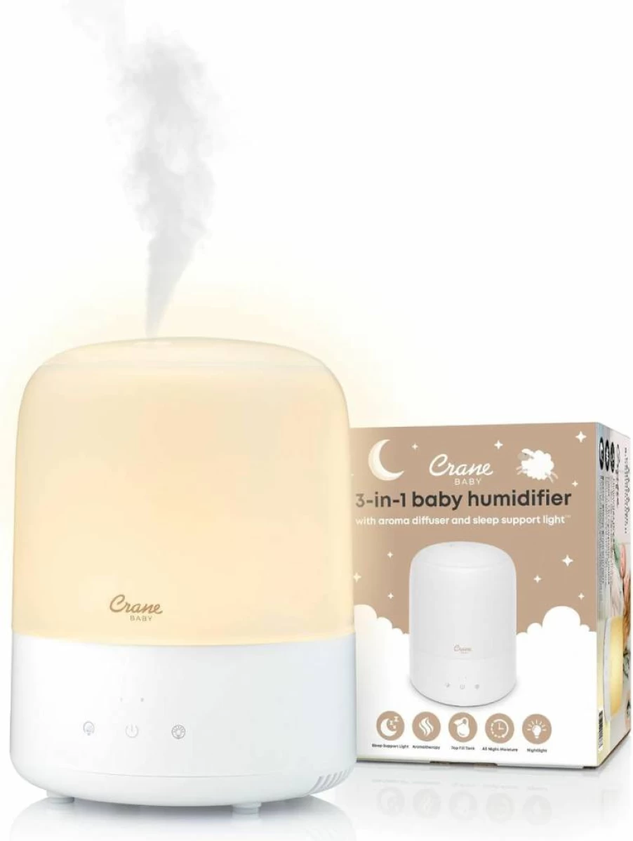 Crane Baby 3-in-1 Humidifier, Aroma Diffuser & Nightlight for Nursery with Auto-Shutoff – Safe & Adjustable Baby Humidifier