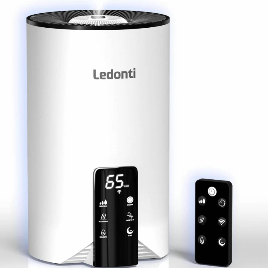 Ledonti 4L Smart Humidifier with Cool & Warm Mist - Ultrasonic Top Fill Quiet Humidifier for Bedroom, Large Room, Office, and Baby Nursery - Dual Mist Technology