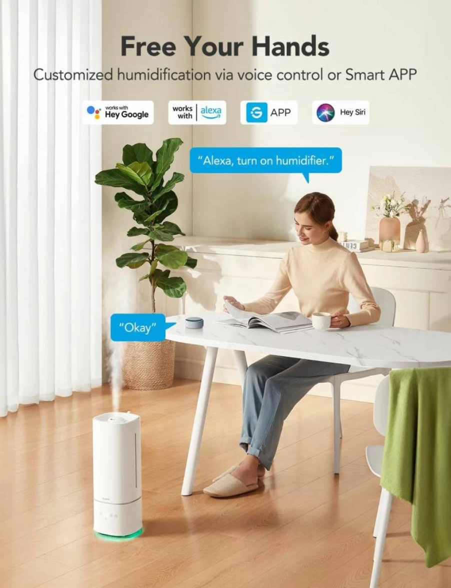 GoveeLife 6L Smart WiFi Humidifier for Large Room with Cool Mist, Auto Mode, Quiet Sleep, RGB Light, Alexa Compatible, Ideal for Bedroom, Baby, and Plants