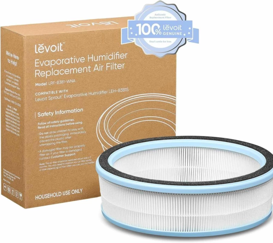 LEVOIT Sprout Humidifier Replacement Filter - Genuine HEPA & Carbon, White, Compatible with LEVOIT Evaporative Humidifiers
