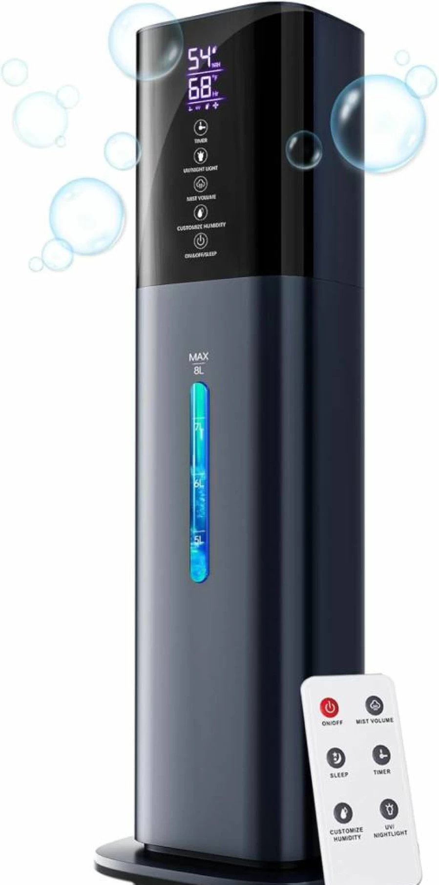 Let'me 3 Speed Ultrasonic Cool Mist Humidifier - 2.1Gal for Large Room, Bedroom, Baby & Plants, 360° Nozzle, Timer, Humidistat, Quiet Operation