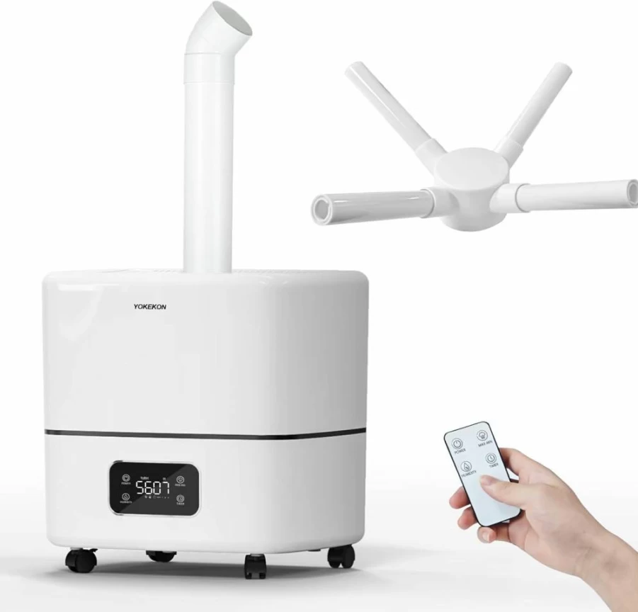 YOKEKON 30L Top-Fill Commercial Humidifier for Large Rooms Up to 5000 Sq.Ft - 3 Mist Modes, Timer & Extension Tube - Ideal for Office, Warehouse, Greenhouse & Plants