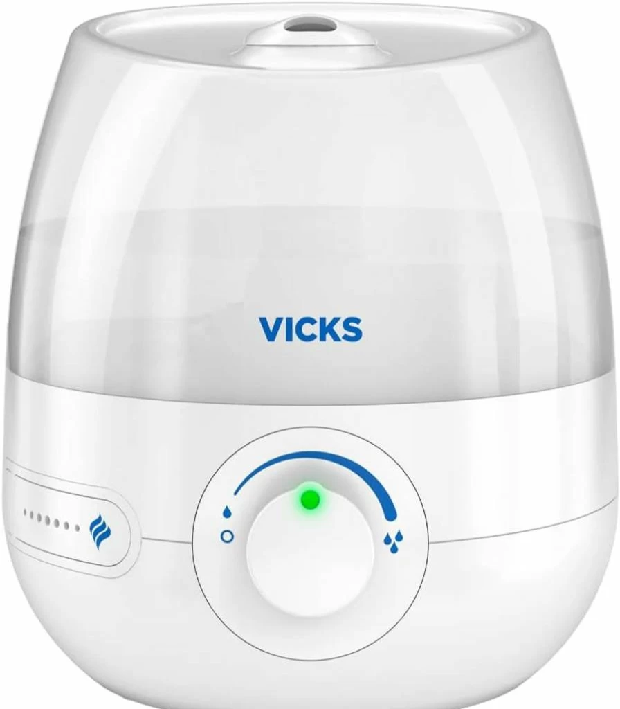 Vicks Mini Cool Mist Humidifier for Small Rooms with Variable Mist Control & VapoPad Compatibility