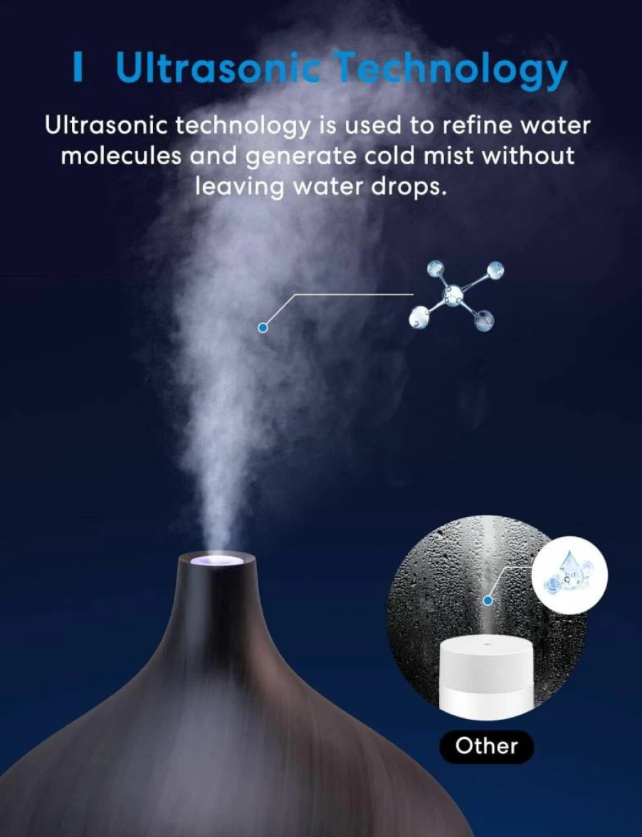 Meross Smart WiFi Essential Oil Diffuser with HomeKit & Alexa, Ultrasonic Aromatherapy Humidifier, Voice & App Control, Timer, RGB Light