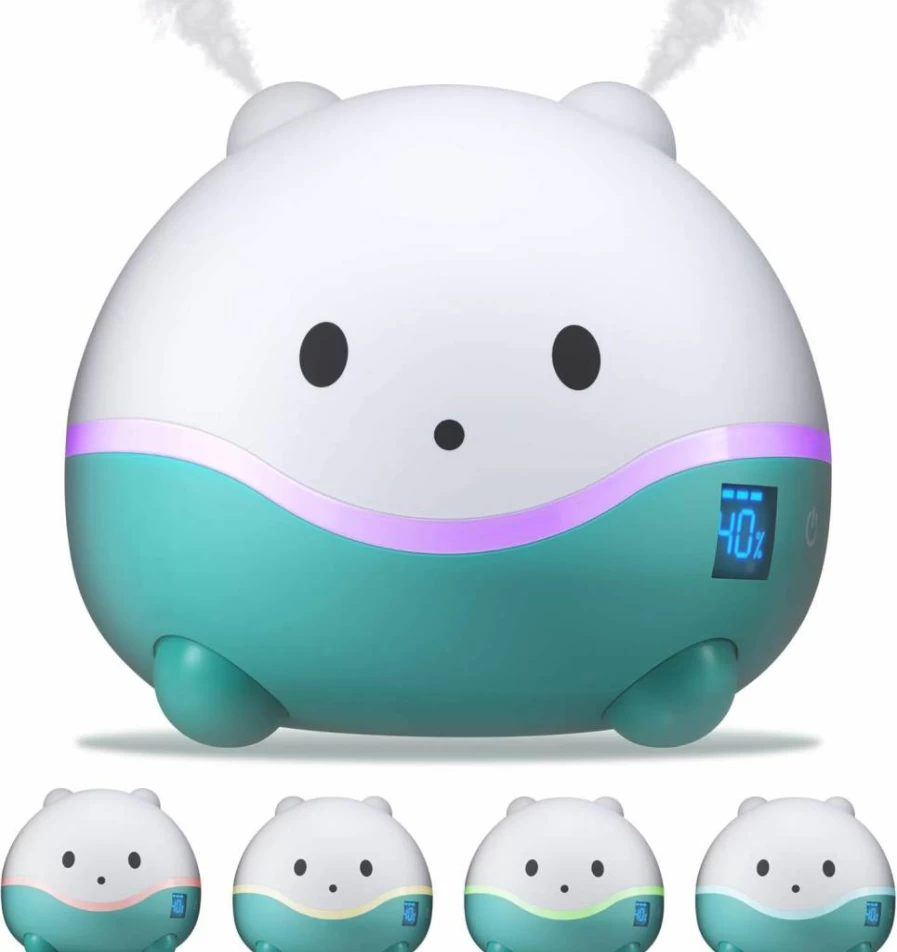 LittleHippo Wispi 3-in-1 Humidifier, Diffuser & Night Light for Kids - Adjustable Mist, Color-Changing LED, Essential Oil Tray - Quiet Nursery & Bedroom Humidifier for Babies