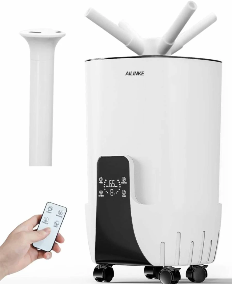 AILINKE 4.2Gal Cool Mist Humidifier for Large Room up to 2000 Sq.Ft, Top Fill Humidifier with 3 Stainless Steel Atomizers, 360° Nozzle, Quiet for Home, Bedroom, Office, Commercial Use, White