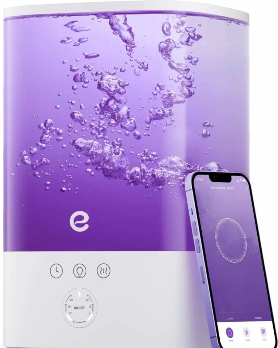 Esemoil 3.5L Smart WiFi Humidifier for Large Bedroom, Quiet Ultrasonic Cool Mist Diffuser with Alexa Voice Control, 8-Color LED Light, Top Fill Design, 28dB Ultra Quiet for Baby & Home