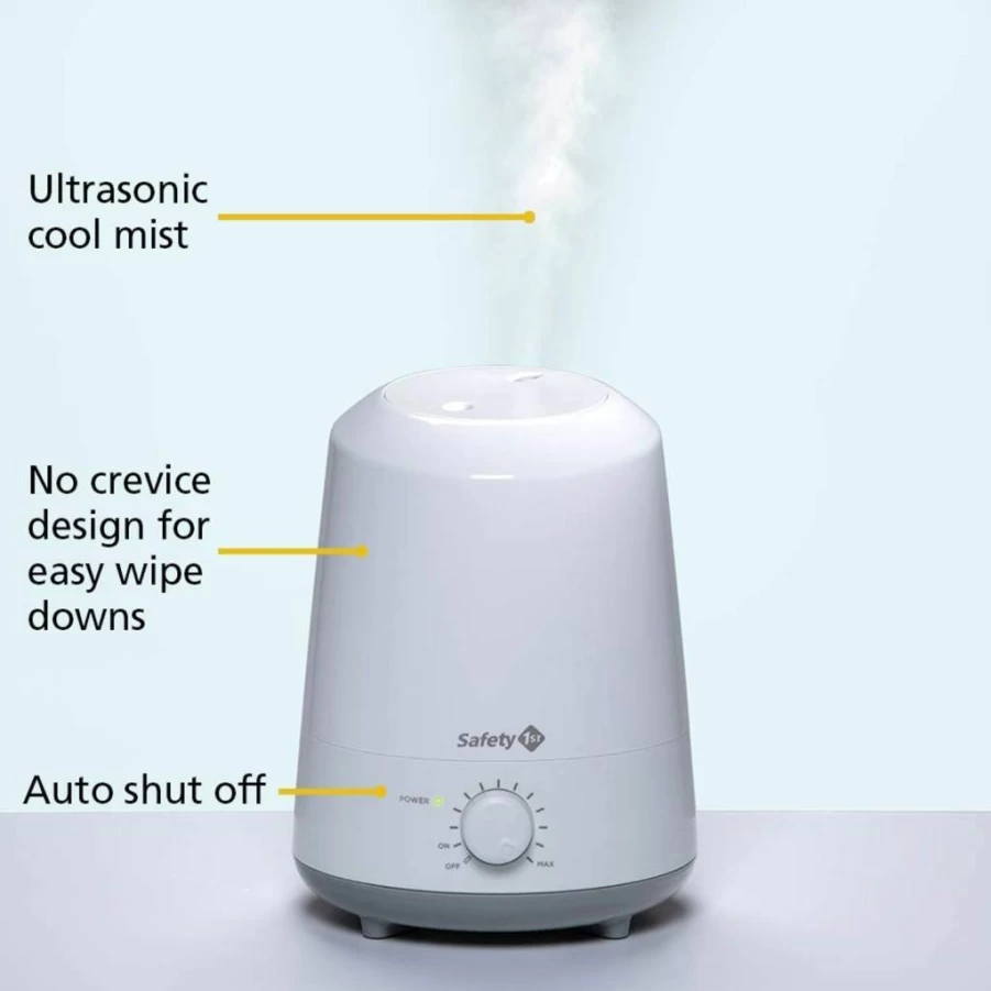 Safety 1st Ultrasonic Humidifier - 1 Gallon Easy-Fill Tank, LED Night Light, Filter-Free, Quiet Mist for Home & Nursery