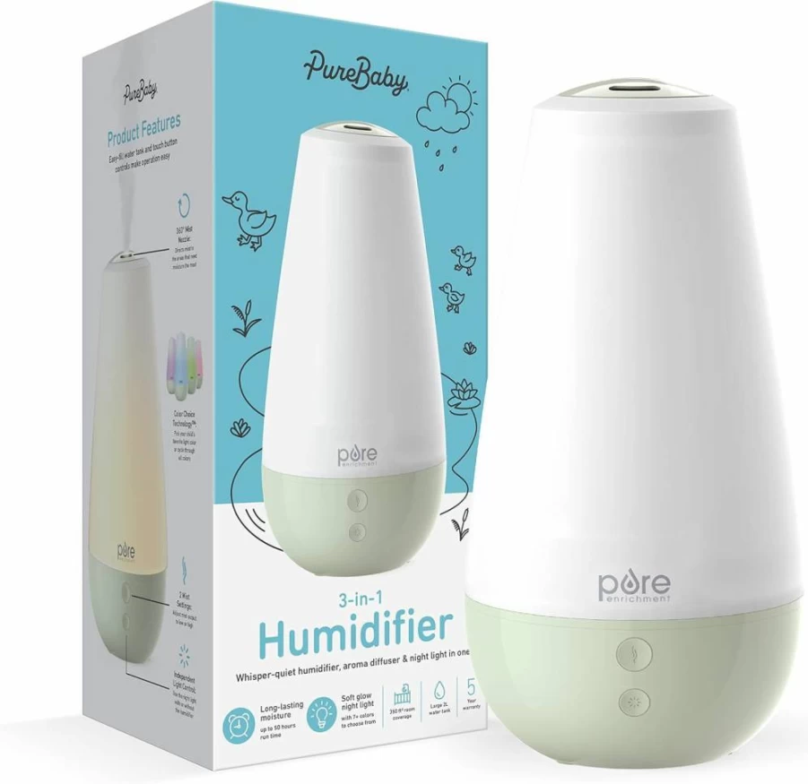 Pure Enrichment PureSpa XL 3-in-1 Cool Mist Humidifier with Essential Oil Diffuser & Mood Light - 2L Large Tank for Bedroom, Office & Rooms Up to 350 Sq Ft