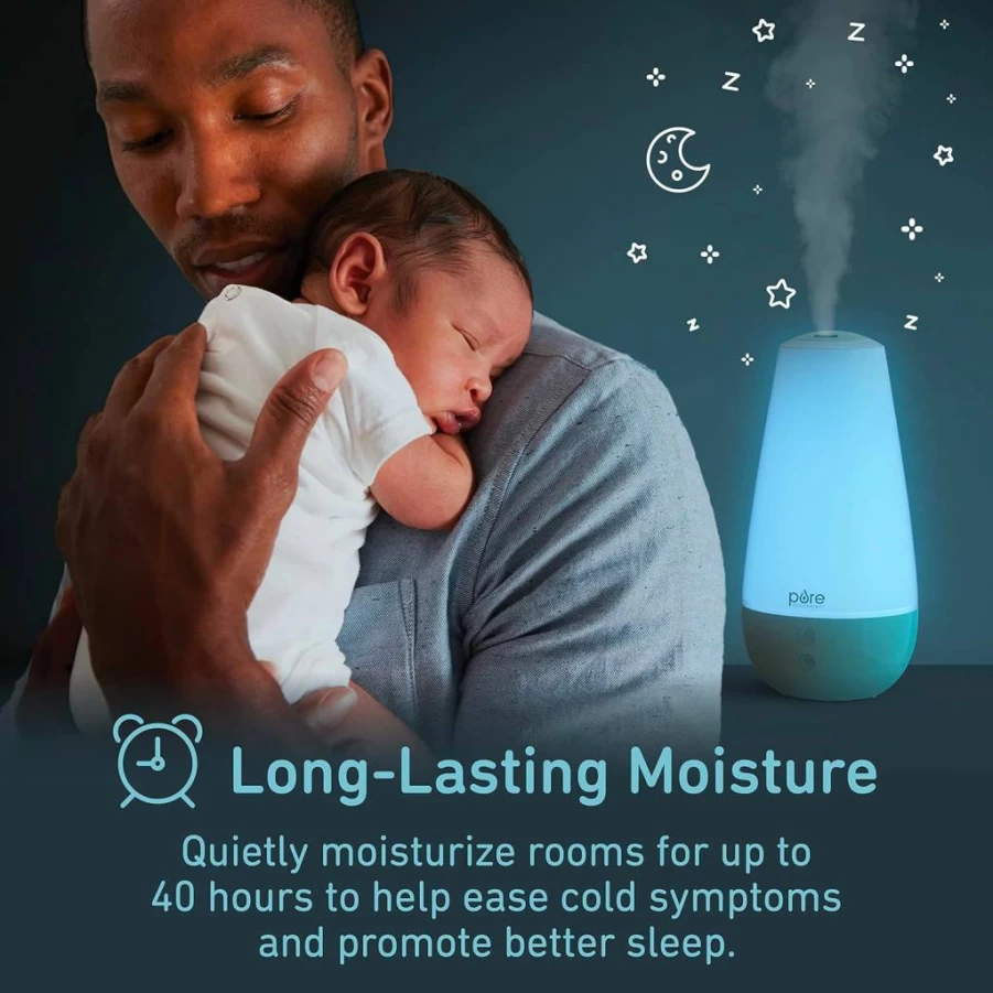 Pure Enrichment PureSpa XL 3-in-1 Cool Mist Humidifier with Essential Oil Diffuser & Mood Light - 2L Large Tank for Bedroom, Office & Rooms Up to 350 Sq Ft