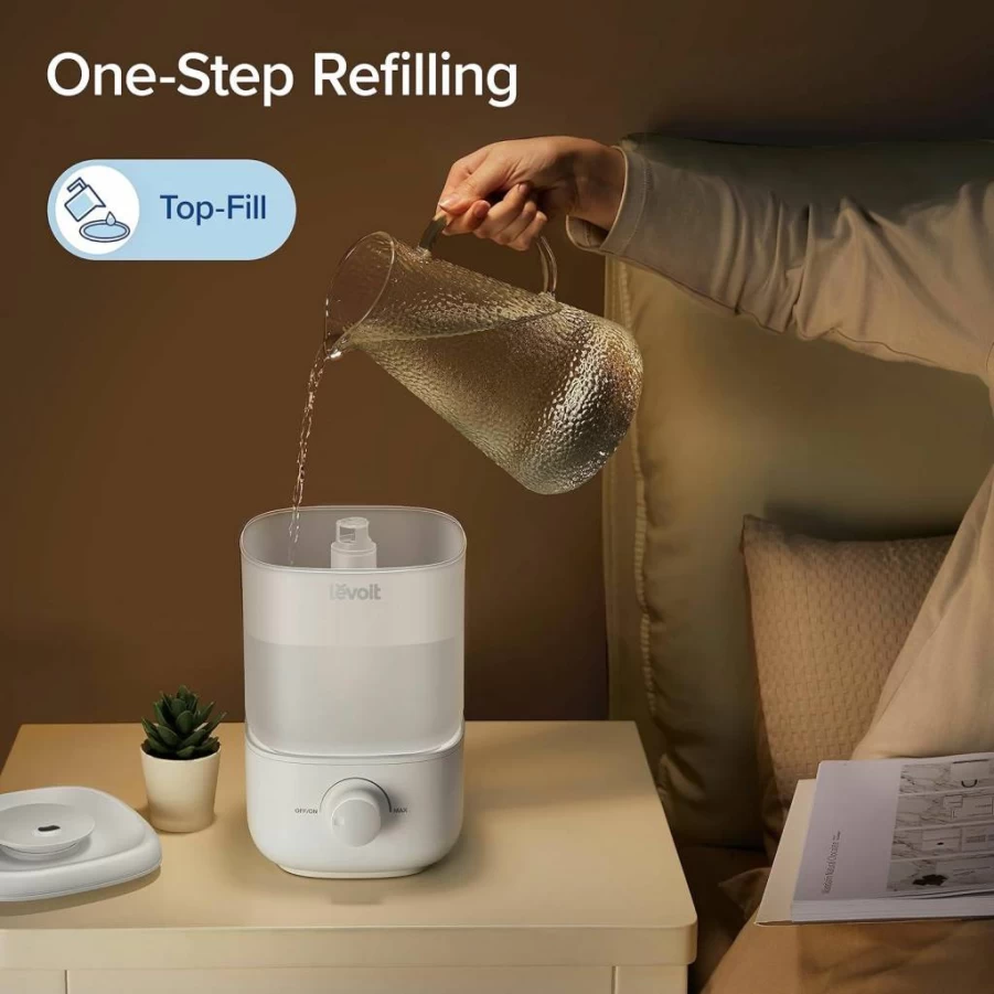LEVOIT 2.5L Cool Mist Humidifier for Bedroom, Quiet 28dB, Top Fill Design, Auto Shut-Off, BPA-Free, Ideal for Home, Nursery & Plants, 25H Runtime