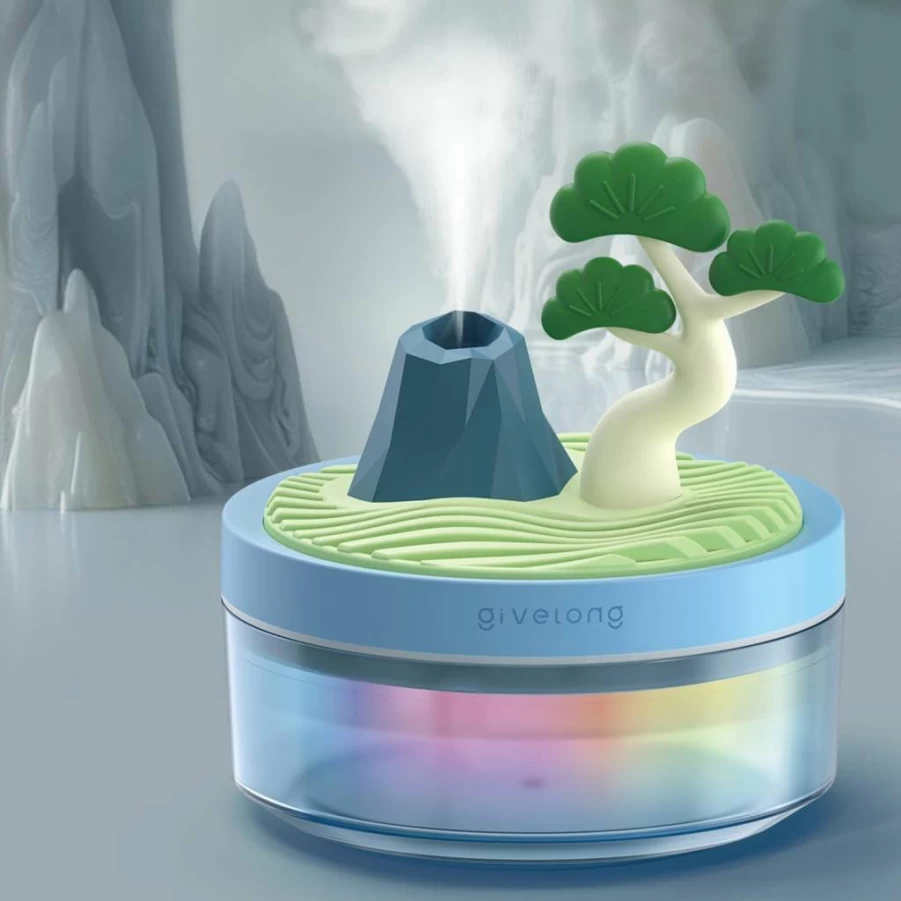 Cerrota 320ML Mini Humidifier - Portable USB Cool Mist Humidifier for Bedroom, Office, Nursery & Indoor Plants, Pine Tree Design Desktop Humidifier