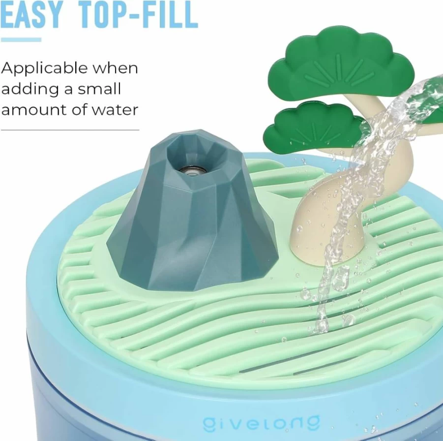 Cerrota 320ML Mini Humidifier - Portable USB Cool Mist Humidifier for Bedroom, Office, Nursery & Indoor Plants, Pine Tree Design Desktop Humidifier