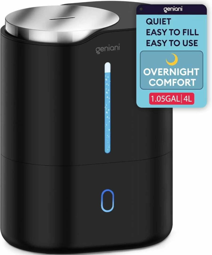 GENIANI Ultrasonic Cool Mist Humidifier - 250ml Portable Humidifier for Bedroom, Office, Baby Room with Auto Shut Off, Easy to Clean, Quiet Operation